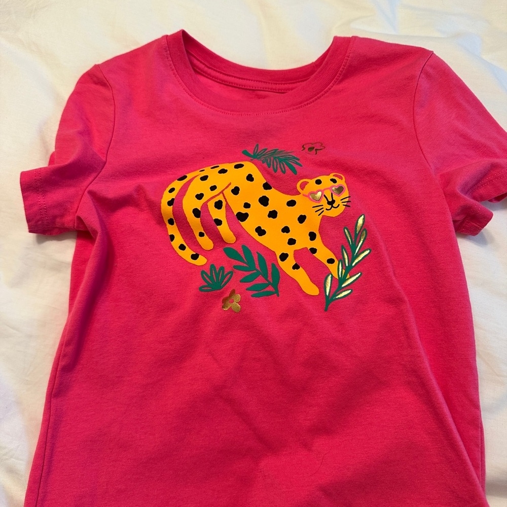 Cat & Jack Pink Tee with Leopard Graphic